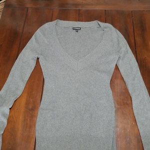 Express Deep V Grey Sweater